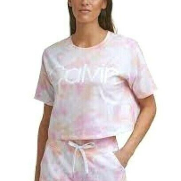 Calvin Klein Tops - Calvin Klein Performance Tee XL Cropped Top Pink Tie Dye 775